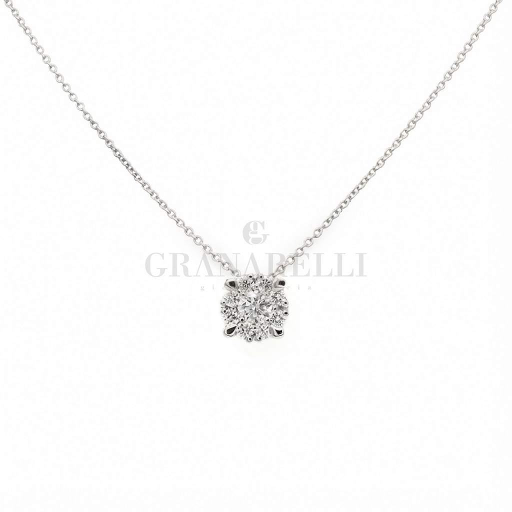 Girocollo punto luce Illusione Diamanti 0.46kt in oro bianco