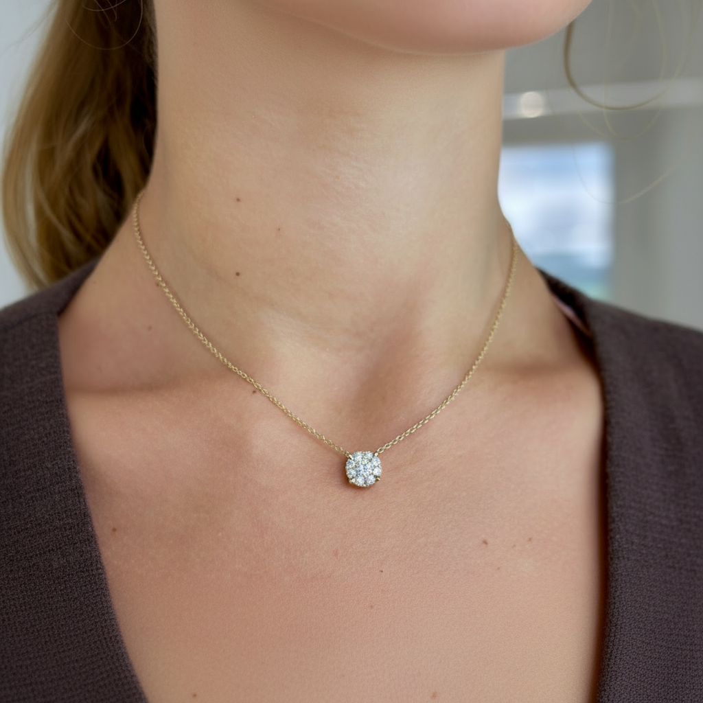 Illusion Diamond Light Point Choker-Halskette aus 0,65 kt Gelbgold