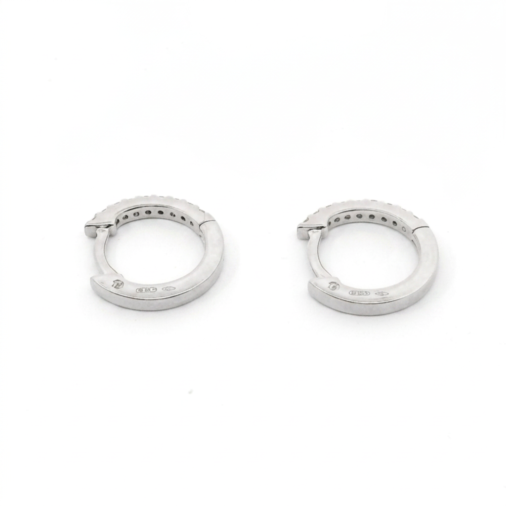 Orecchini Cerchi Diamanti Bianchi 0.12t in Oro Bianco