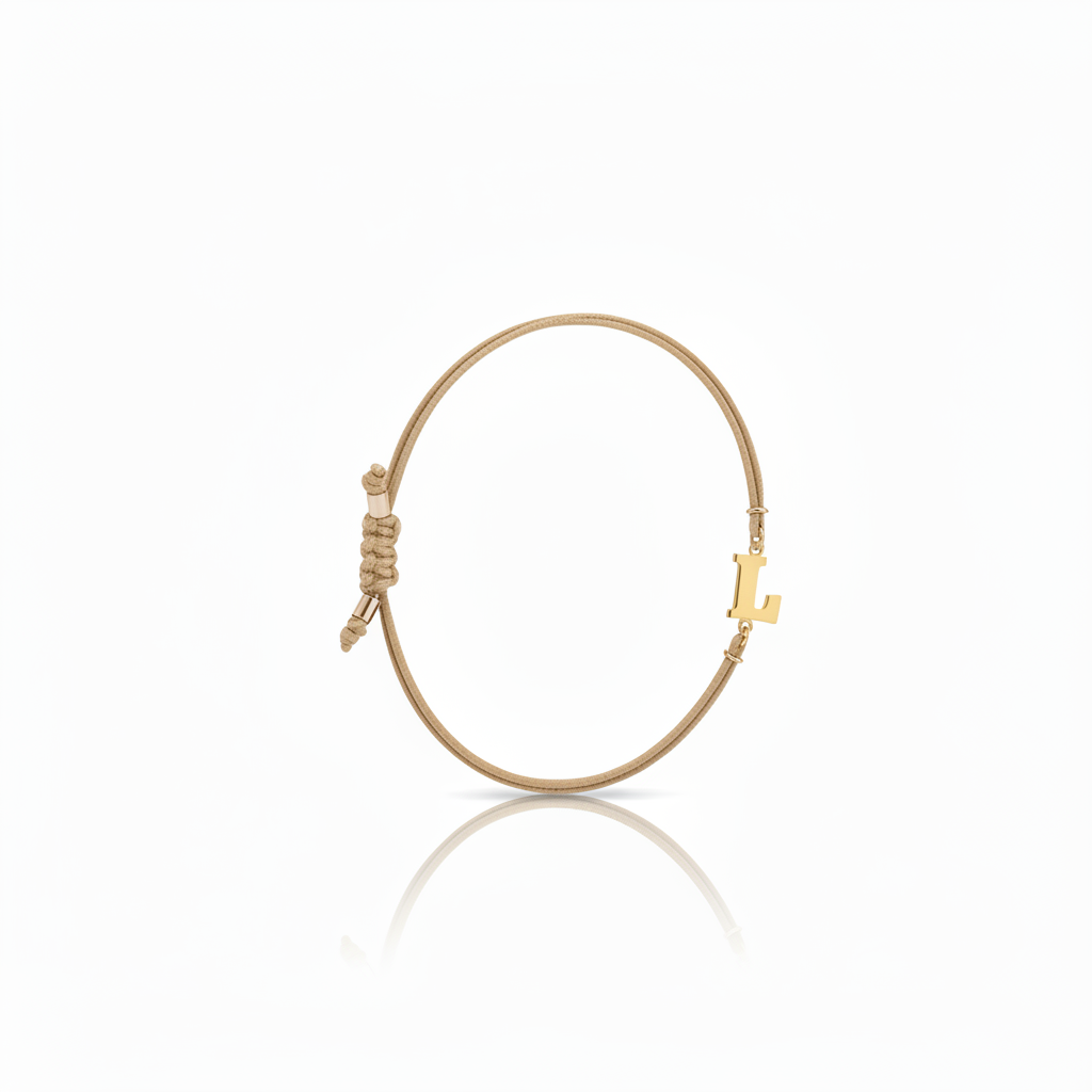 Initial bracelet on black cord