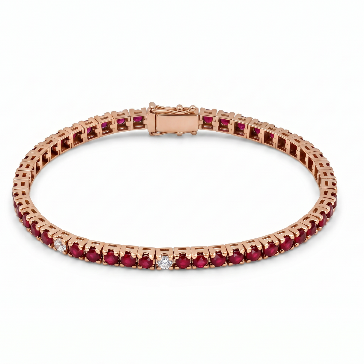 Bracciale Tennis Oro Rosa 18kt - Rubini 5.40ct e Diamanti 0.58ct