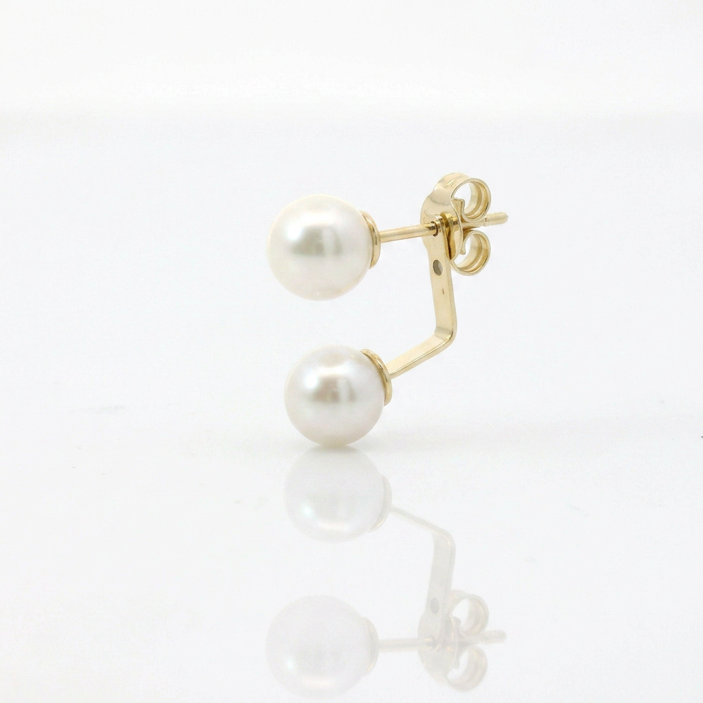 Mono Orecchino Perla Freshwater Sospesa 6,5 mm in Oro Giallo 9kt