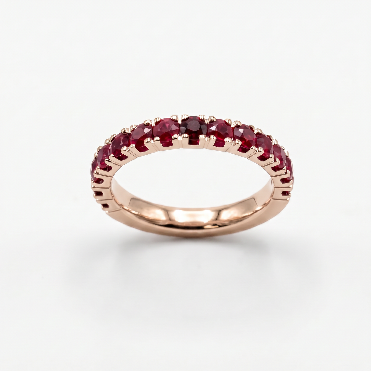 Anello Half Eternity Rubini 1.50 ct Oro Rosa 18 kt