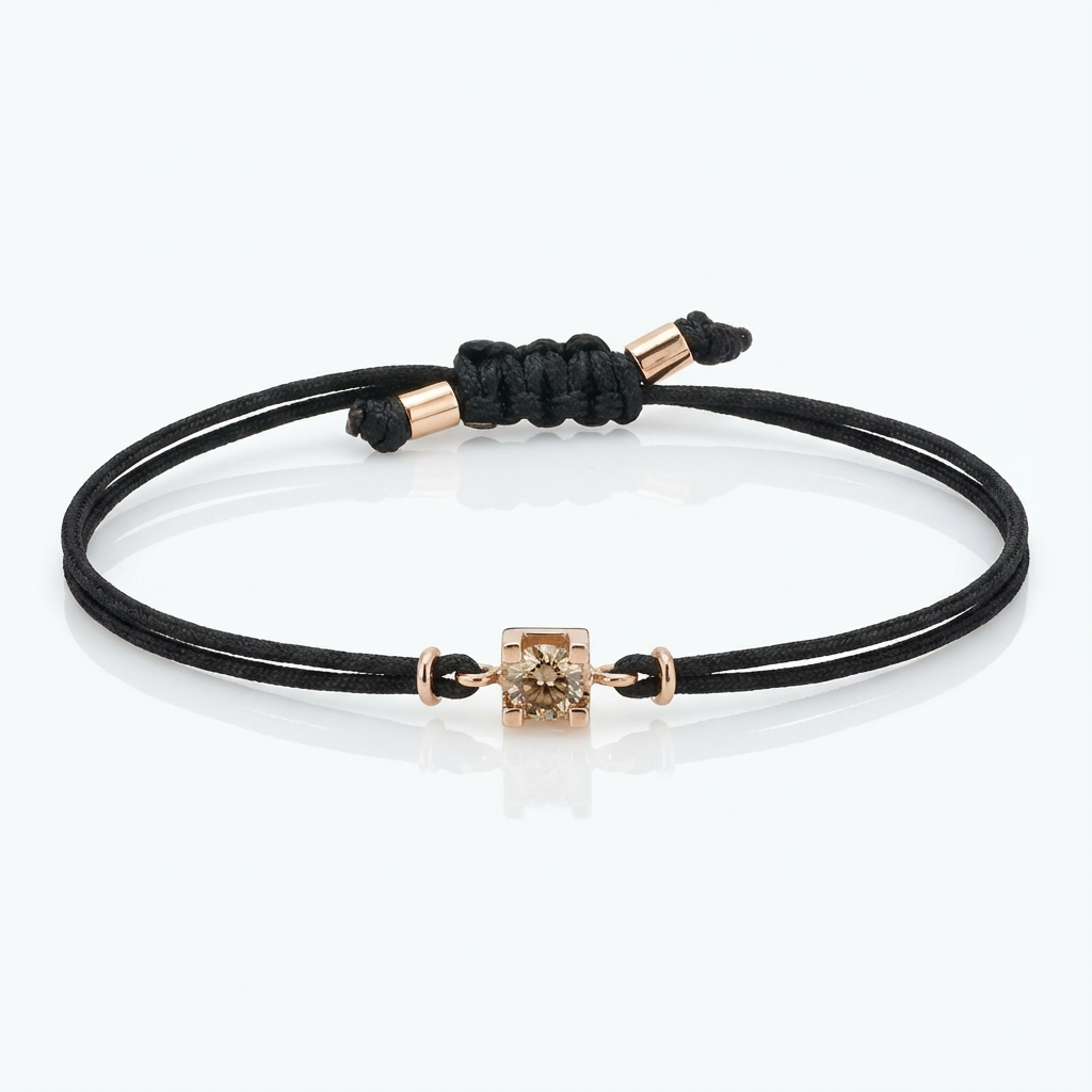 Bracciale punto luce Diamante Brown Oro Rosa su cordino