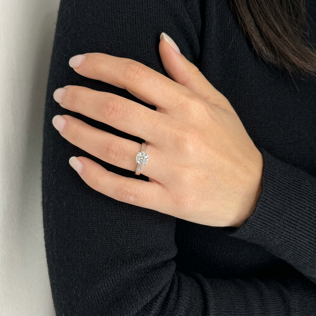 Anello Solitario in Oro Bianco 1.29 kt GIA