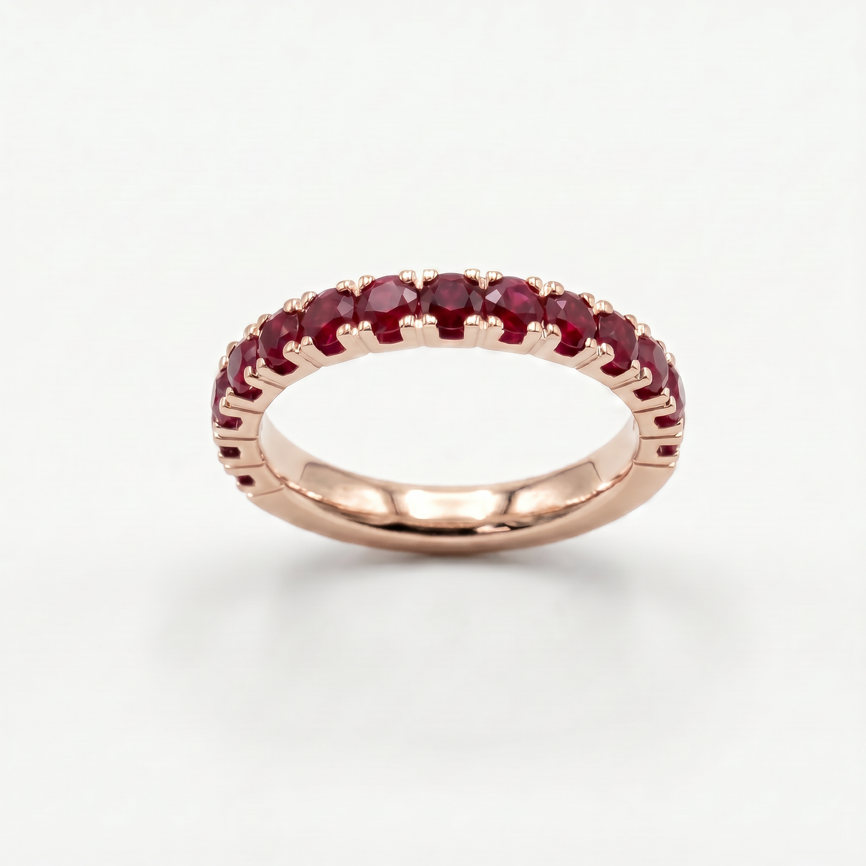 Anello Half Eternity Rubini 0.92ct Oro Rosa 18 kt