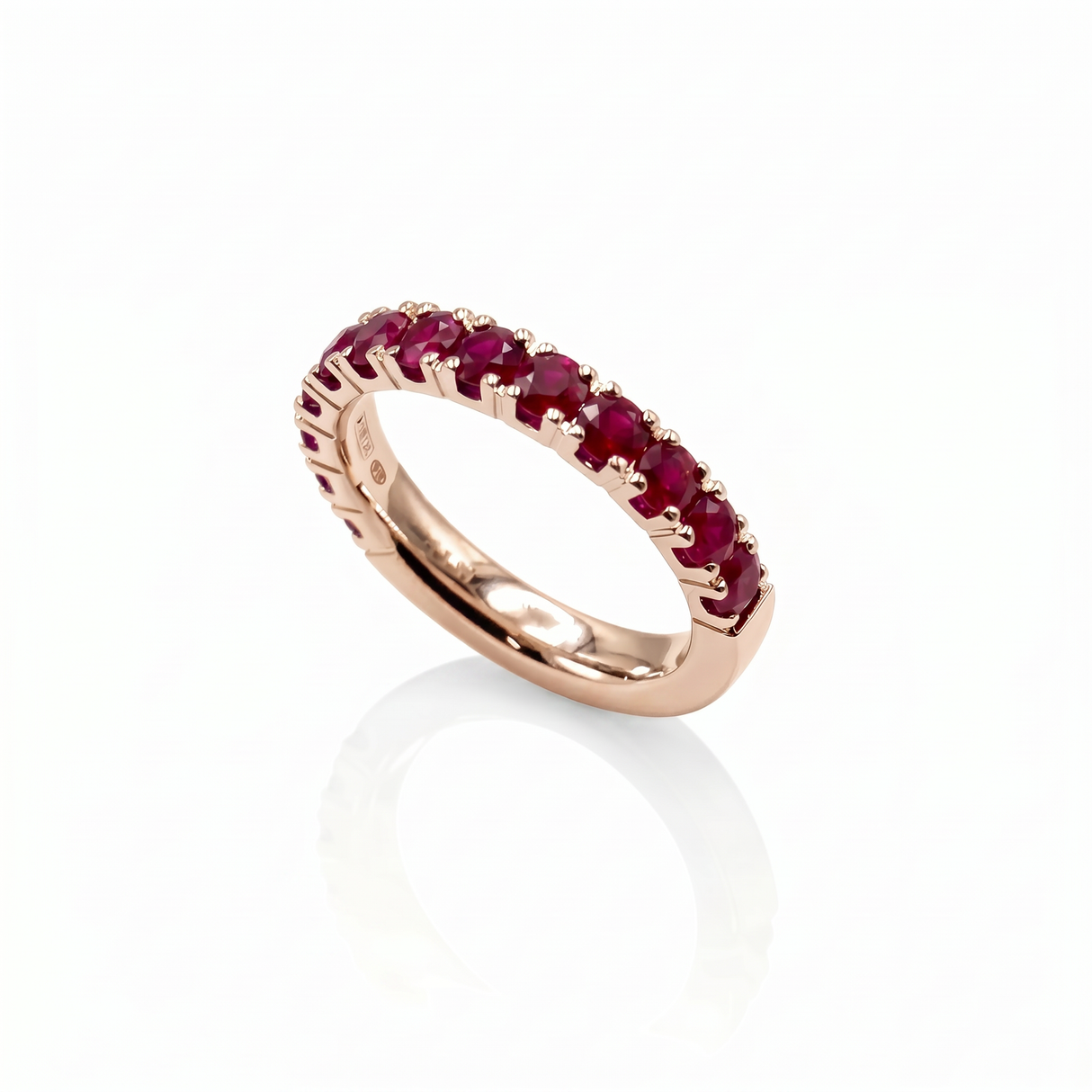 Anello Half Eternity Rubini 1.50 ct Oro Rosa 18 kt
