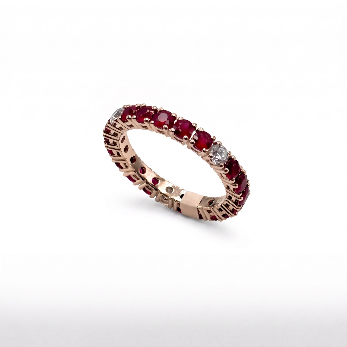 Anello Fedina Oro Rosa 18kt Rubini 1.96kt e Diamanti