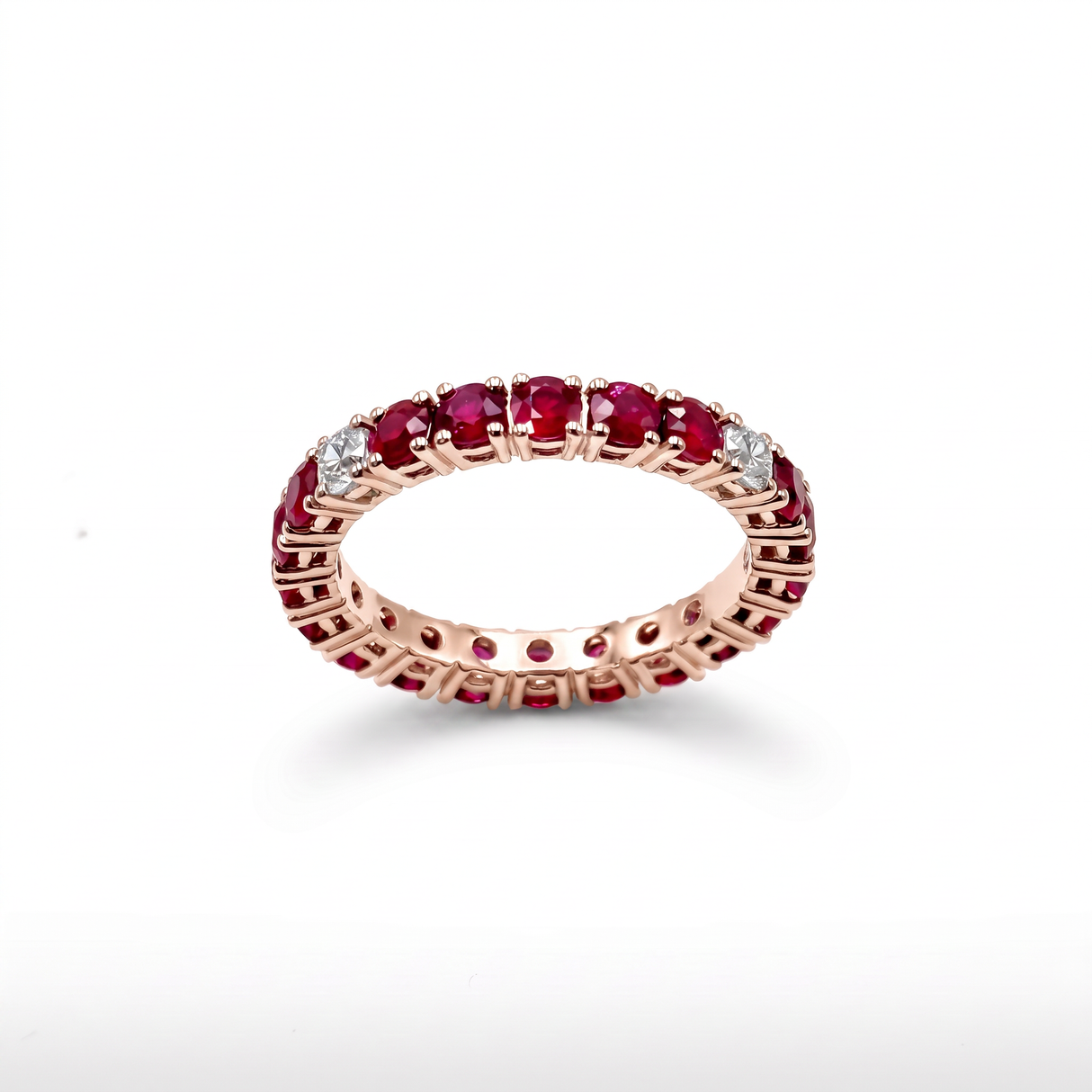 Anello Fedina Oro Rosa 18kt Rubini 1.96kt e Diamanti