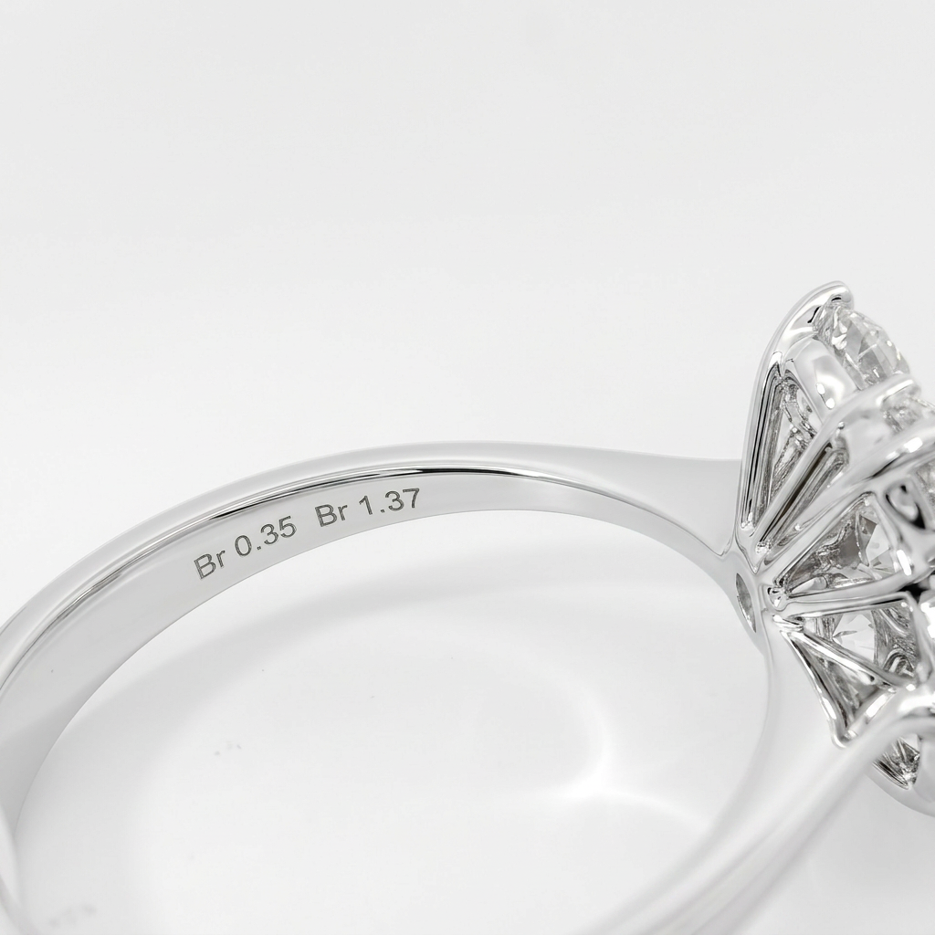Anello Fiore in Oro Bianco 18kt con Diamanti Naturali 1,72ct