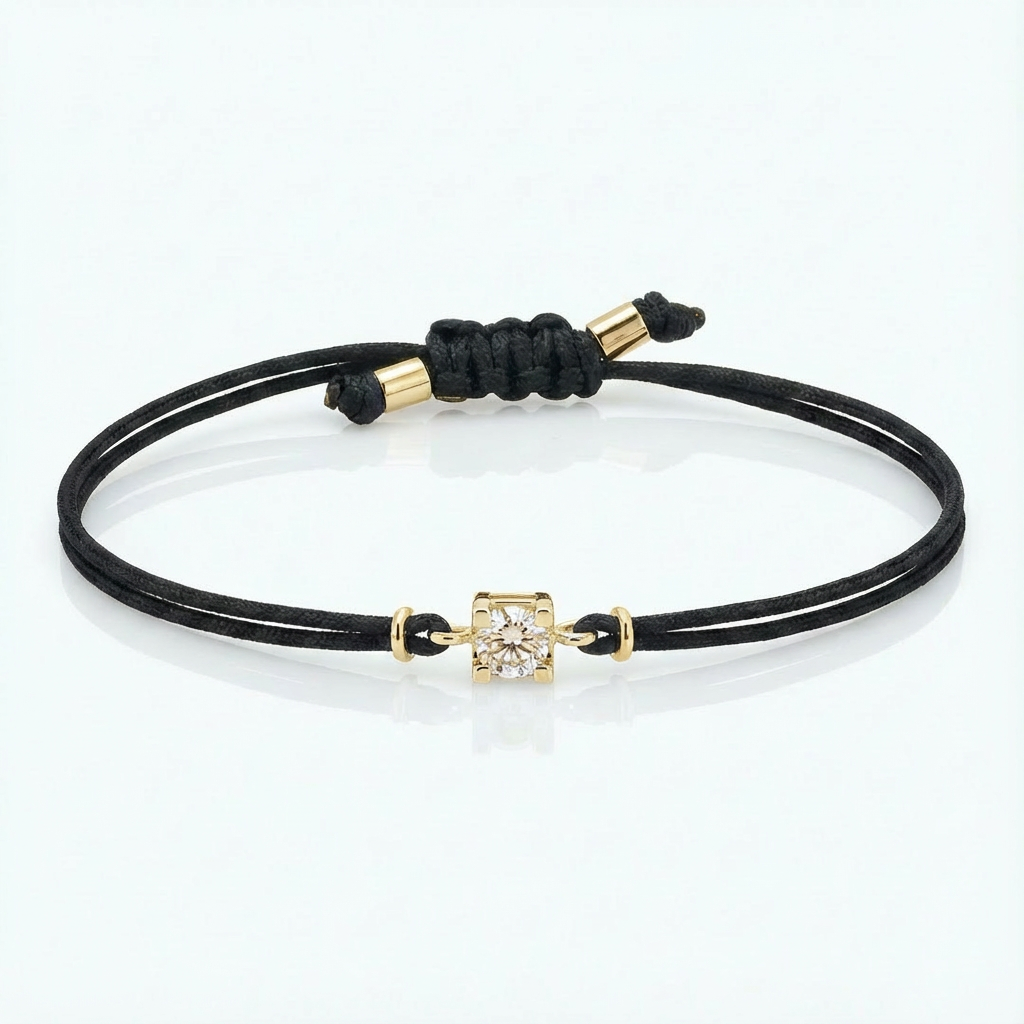 Luce Point armband in geel goud op een lanyard