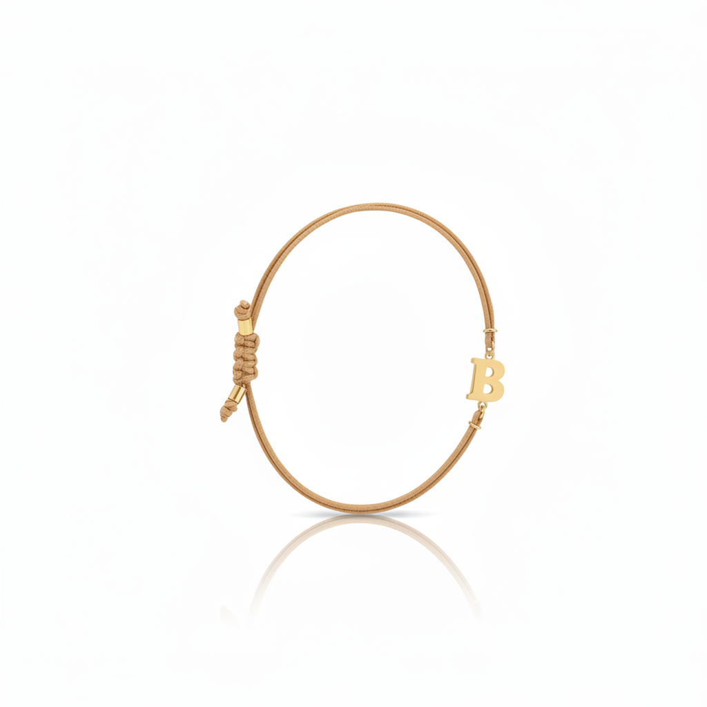 Initial bracelet on black cord