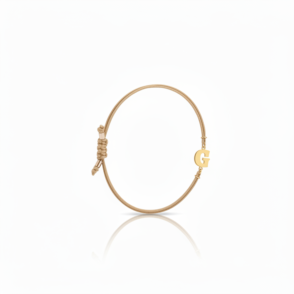 Initial bracelet on black cord