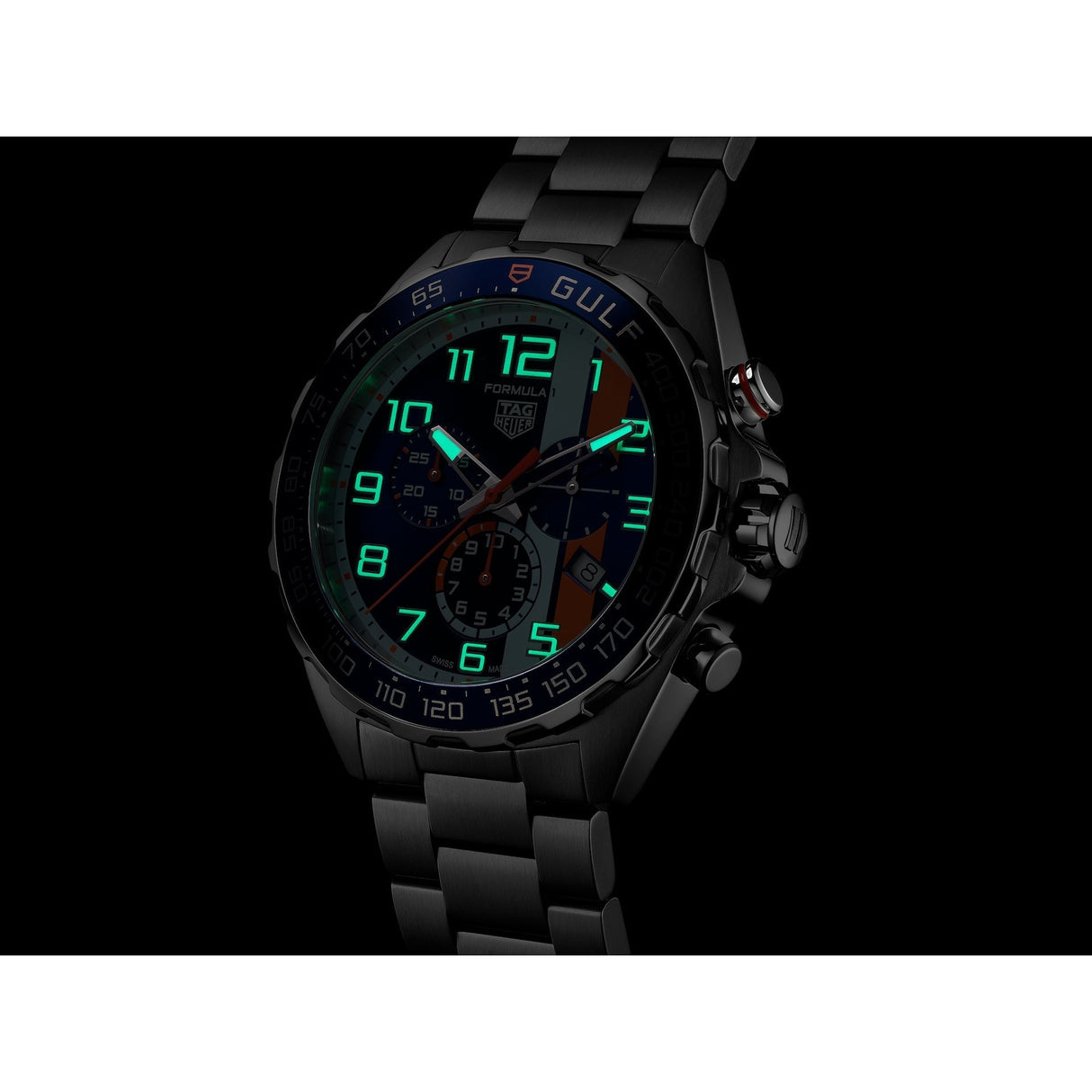 Formula 1 Gulf 43 mm Blu/Arancio Acciaio-Orologi-TAG HEUER-Gioielleria Granarelli