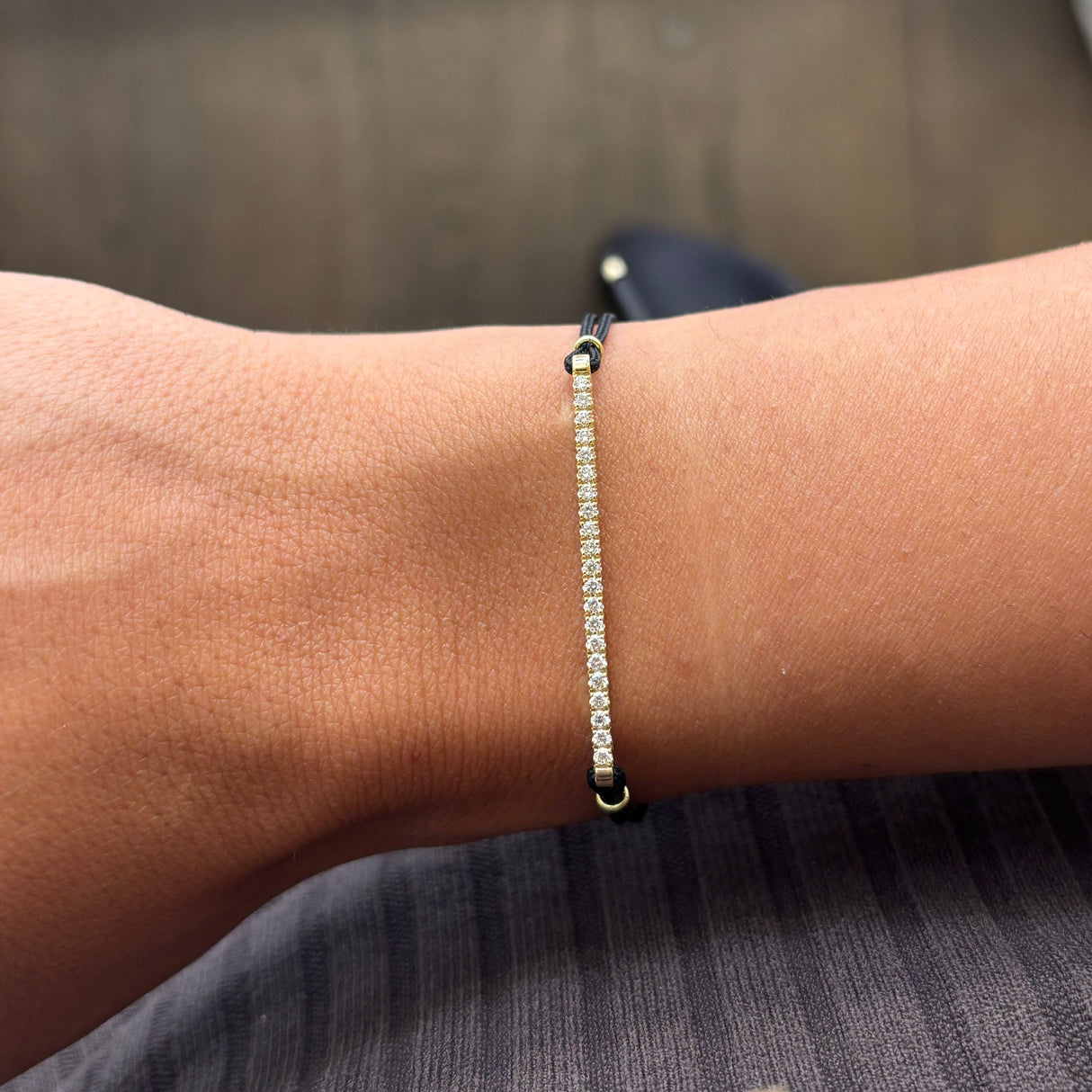 Bracciale Barretta Cordino Nautico misura MEDIA - Oro Rosa 18kt Diamanti Brown