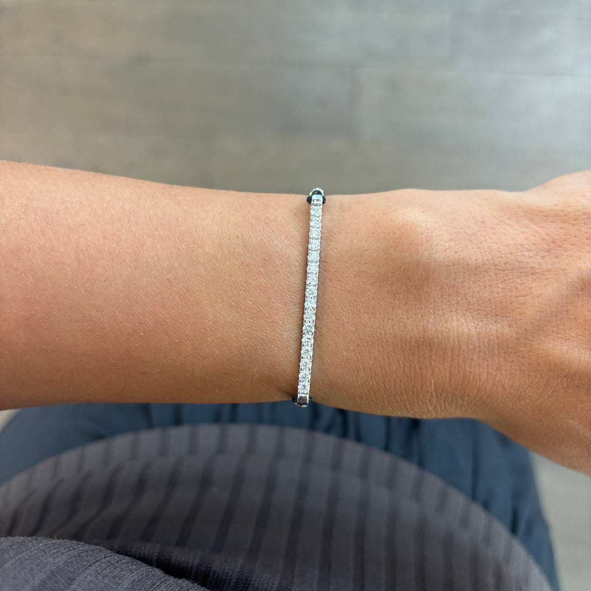 Bracciale Barretta Cordino Nautico misura GRANDE- Oro Bianco 18kt, Diamanti Bianchi
