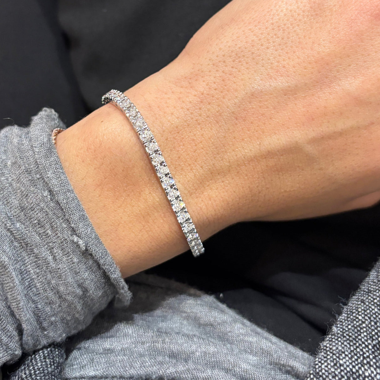 Bracciale Tennis Oro Bianco Diamanti 3.01kt-Bracciali-GRANARELLI-Gioielleria Granarelli