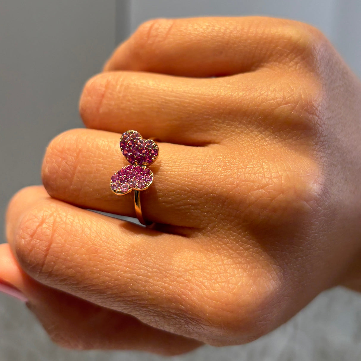 Anello Farfalla di Zaffiri Oro Rosa