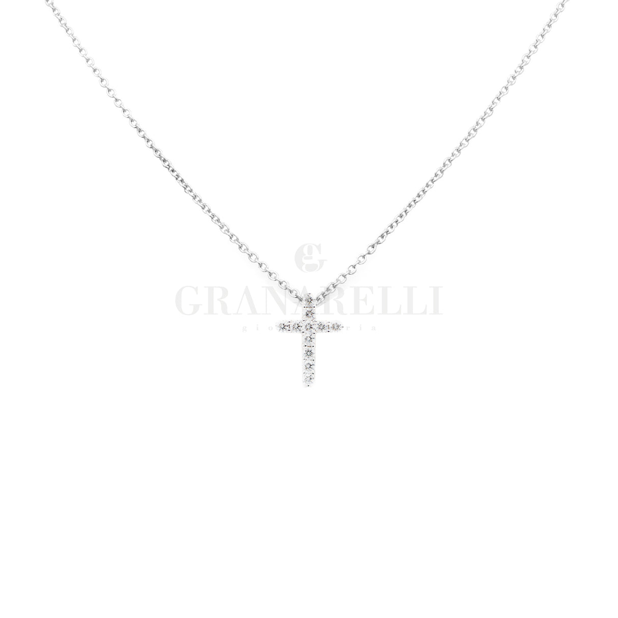 White Gold Diamond Cross Crew