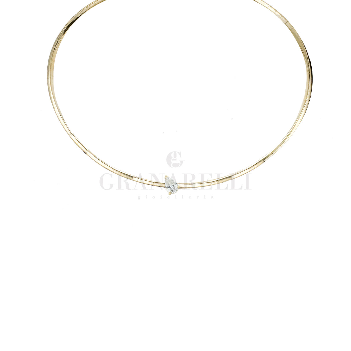 Girocollo rigido Oro Giallo e Diamante Taglio Goccia