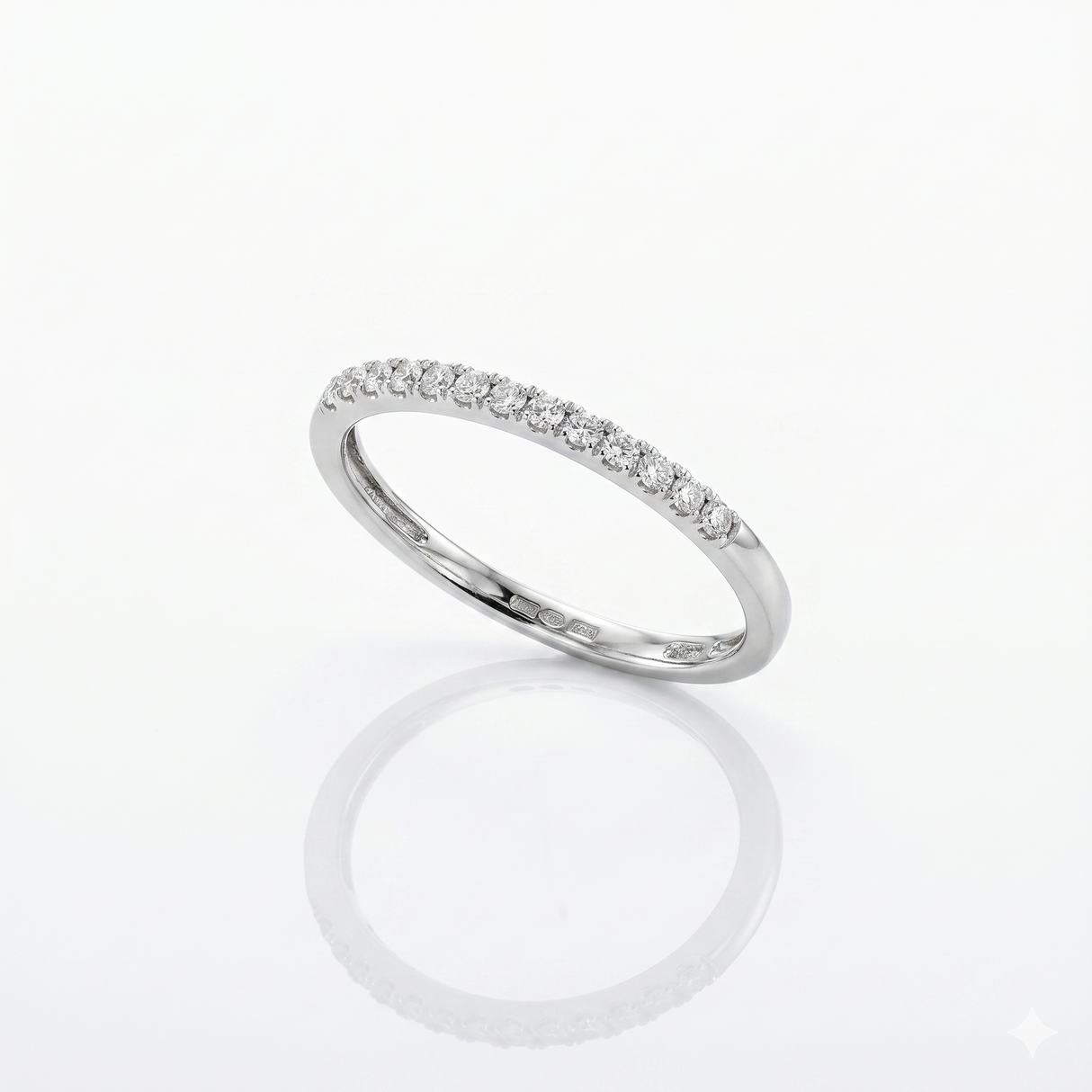 Anello Fedina Light in Oro Bianco e Diamanti 0.14