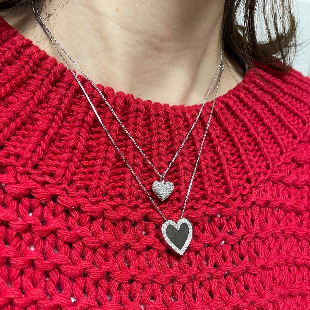 Girocollo Cuore Diamanti in Oro Bianco-Girocolli-GRANARELLI-Gioielleria Granarelli