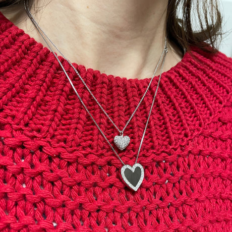 Girocollo Cuore Diamanti in Oro Bianco-Girocolli-GRANARELLI-Gioielleria Granarelli