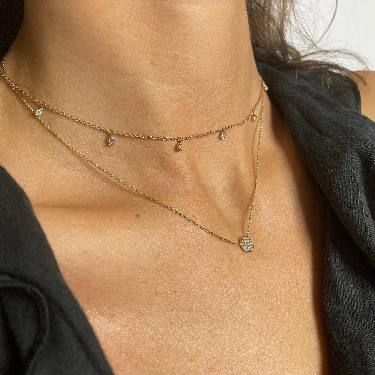 Girocollo Pendenti Goccia In Oro Rosa ct 0.45