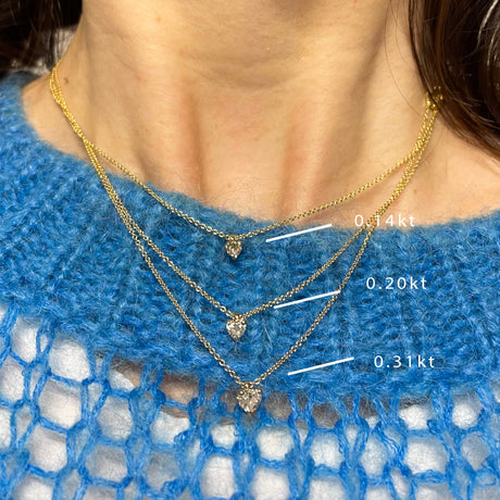 Girocollo Punto Luce Diamante taglio Cuore 0.14kt Oro Giallo-Girocolli-RECARLO-Gioielleria Granarelli