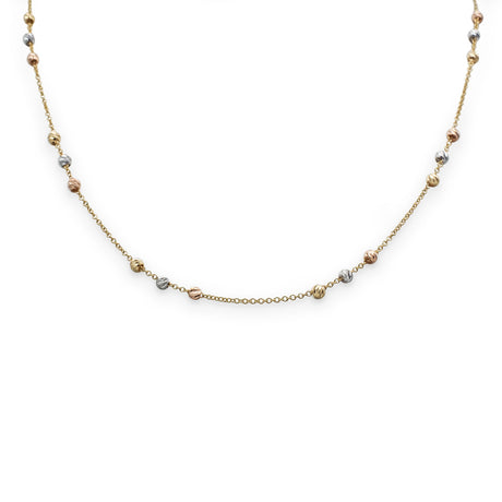 Girocollo Sfere Diamantate in Oro Giallo, Bianco e Rosa cm 45-Girocolli-GRANARELLI-Gioielleria Granarelli