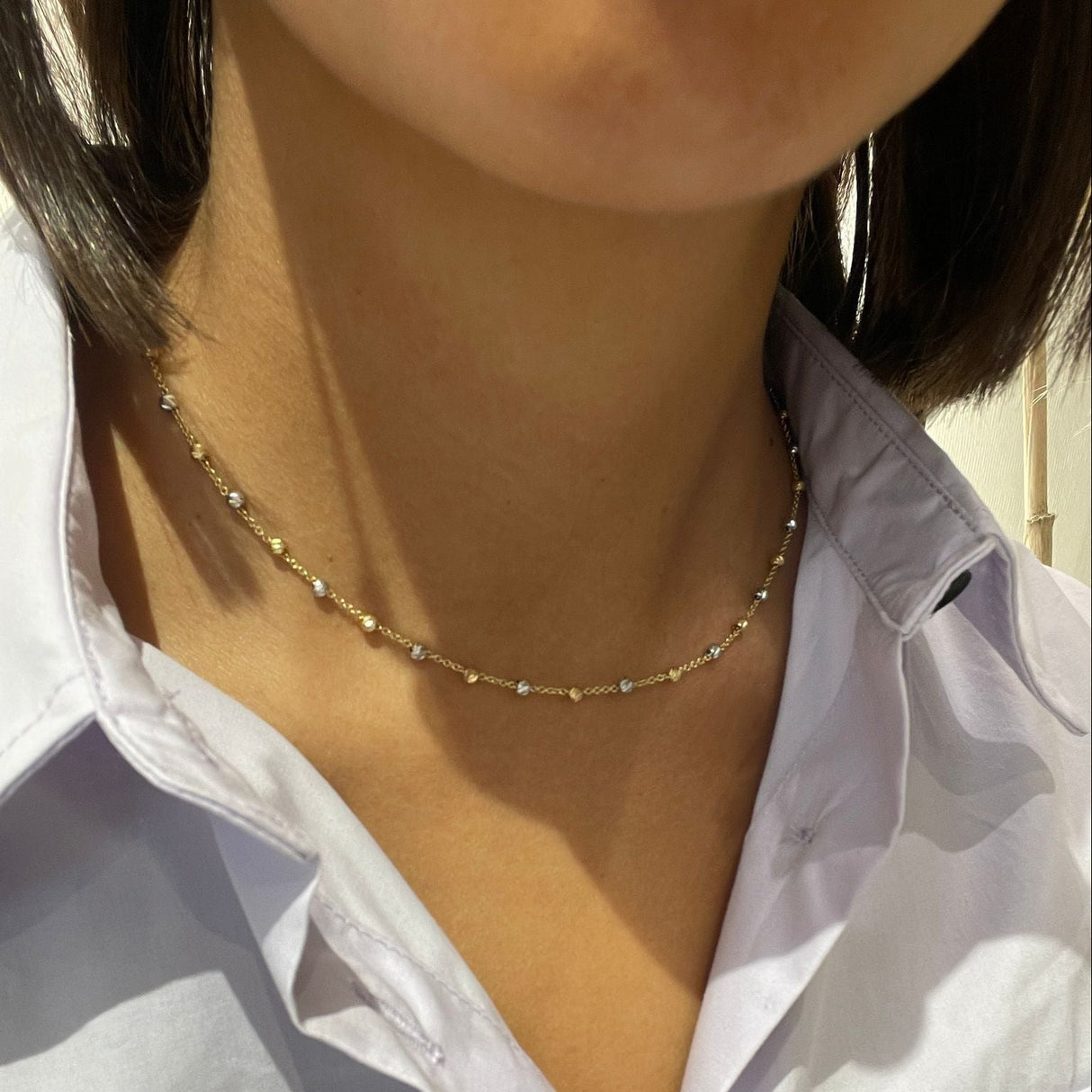 Girocollo Sfere Diamantate in Oro Giallo e Bianco cm 45-GRANARELLI-CL-LLA-OGB-45-Gioielleria Granarelli