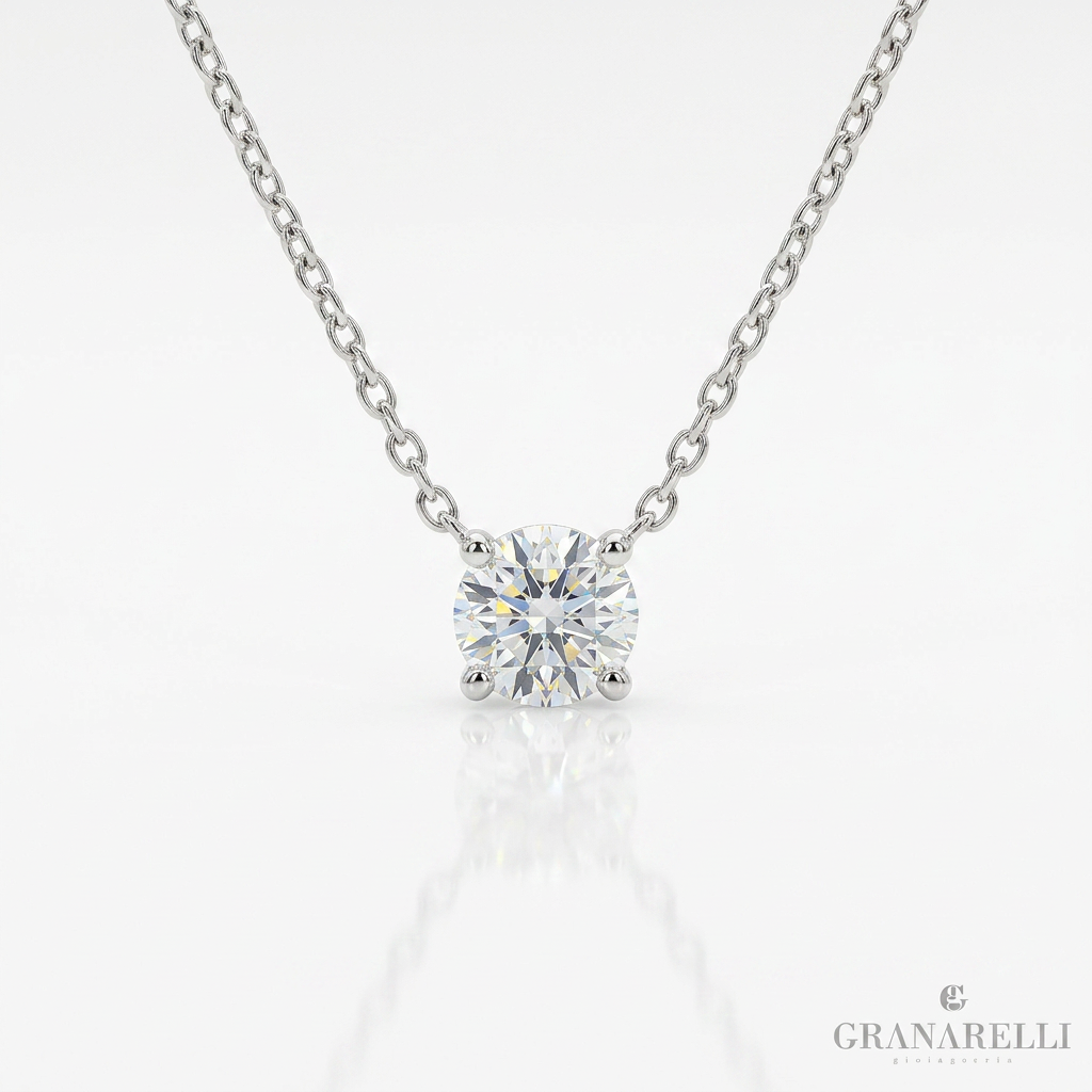 Girocollo Punto Luce Castone a Calice 0.30kt GIA 1507739623