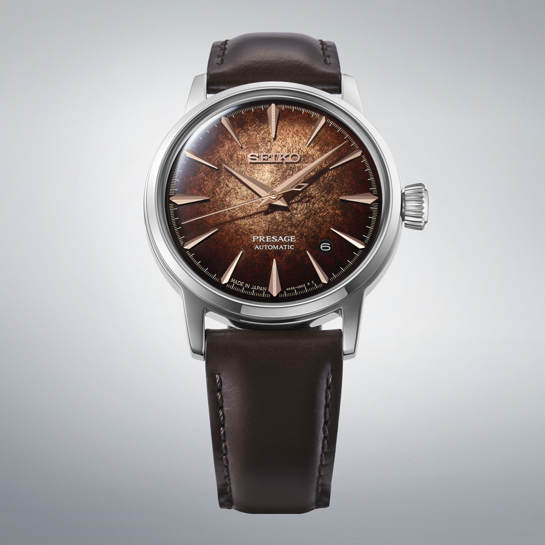 Presage Cocktail Time Pelle Marrone 38,5mm