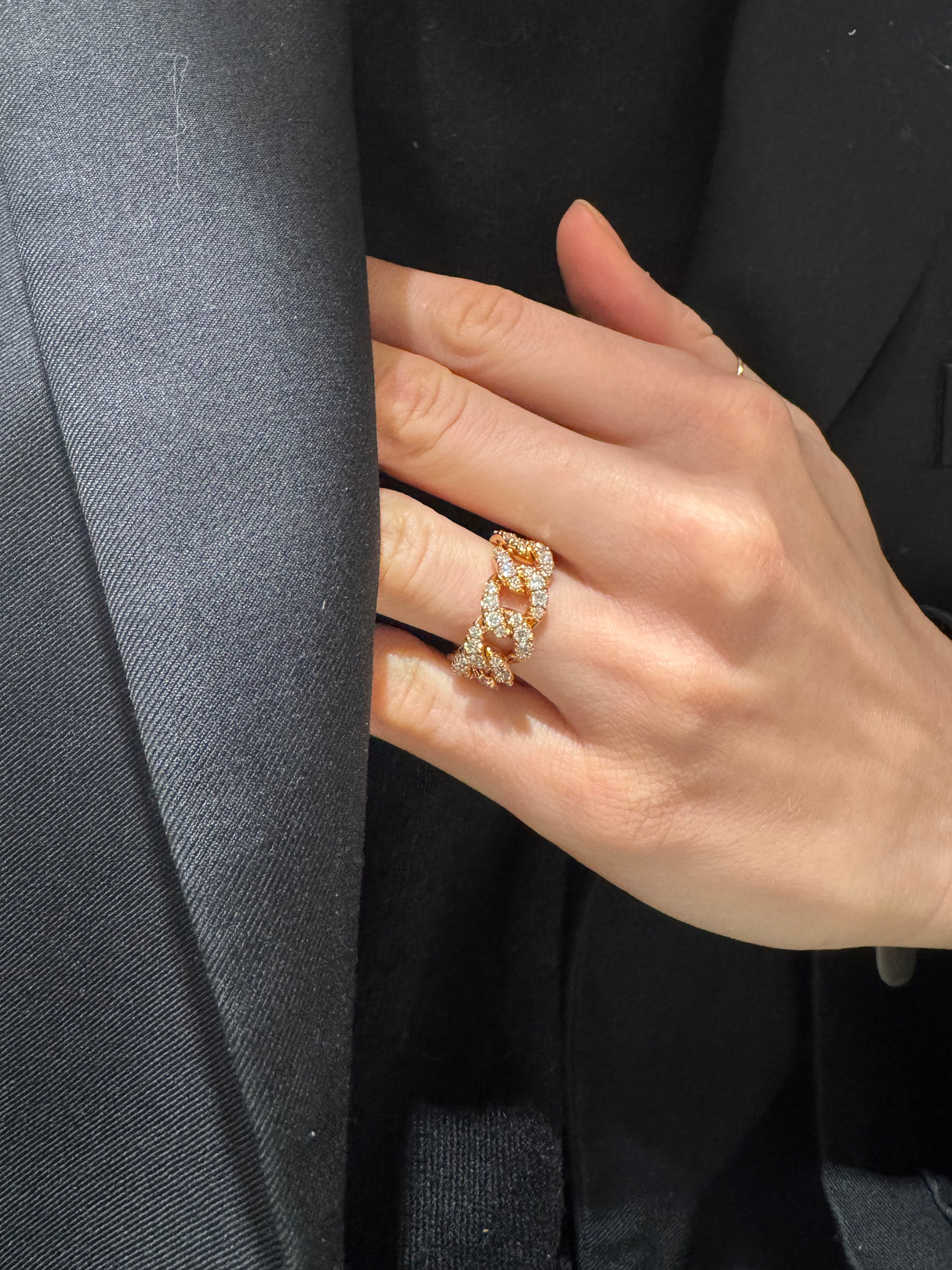 Anello Groumette morbida Diamanti 1.70kt in Oro Rosa