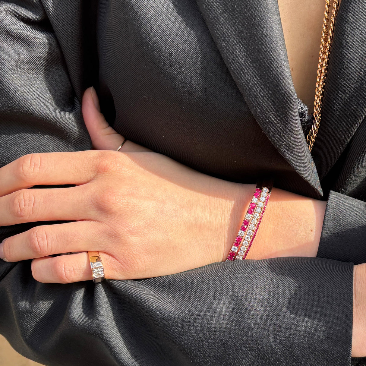 Bracciale Rigido oro rosa e Rubini