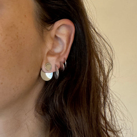 Mono orecchino Doppia piastra Tonda In Argento-Orecchini-GioGio-Gioielleria Granarelli