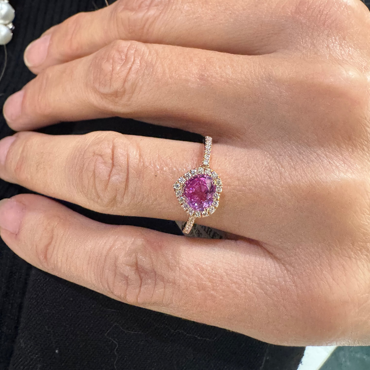 Heart-cut Pink Sapphire Ring with Diamonds