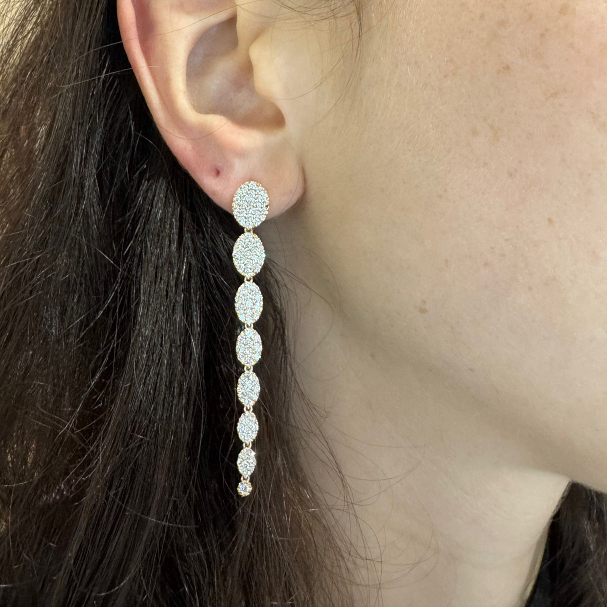 Boccole con pendenti Ovalini e Diamanti in Oro rosa