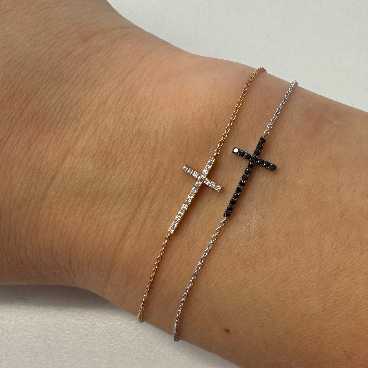 Bracciale  Oro Rosa Croce in Diamanti Bianchi