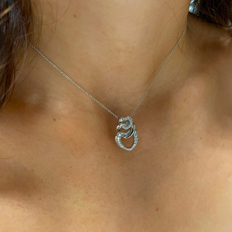 Girocollo Recarlo Cuori in Oro Bianco e Diamanti-RECARLO-P58CU370/040-45-Gioielleria Granarelli