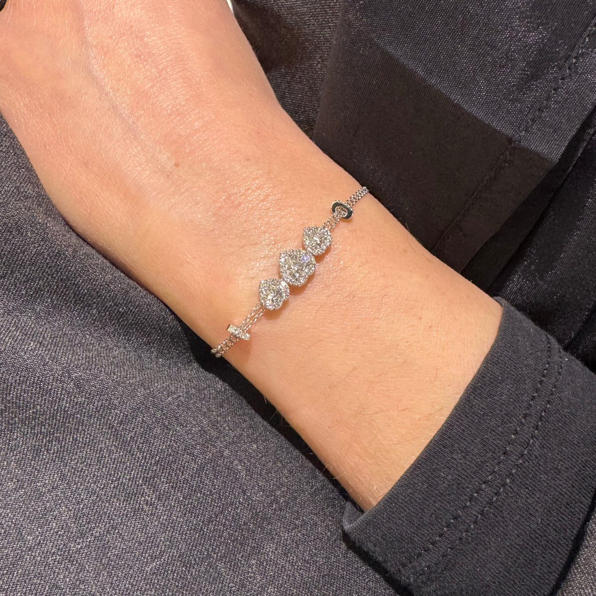 King Charles bracelet with heart-cut diamonds