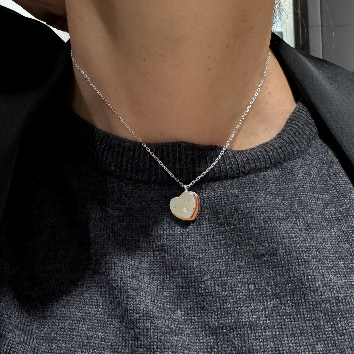 Girocollo cuore Salvini In oro bianco e rosa