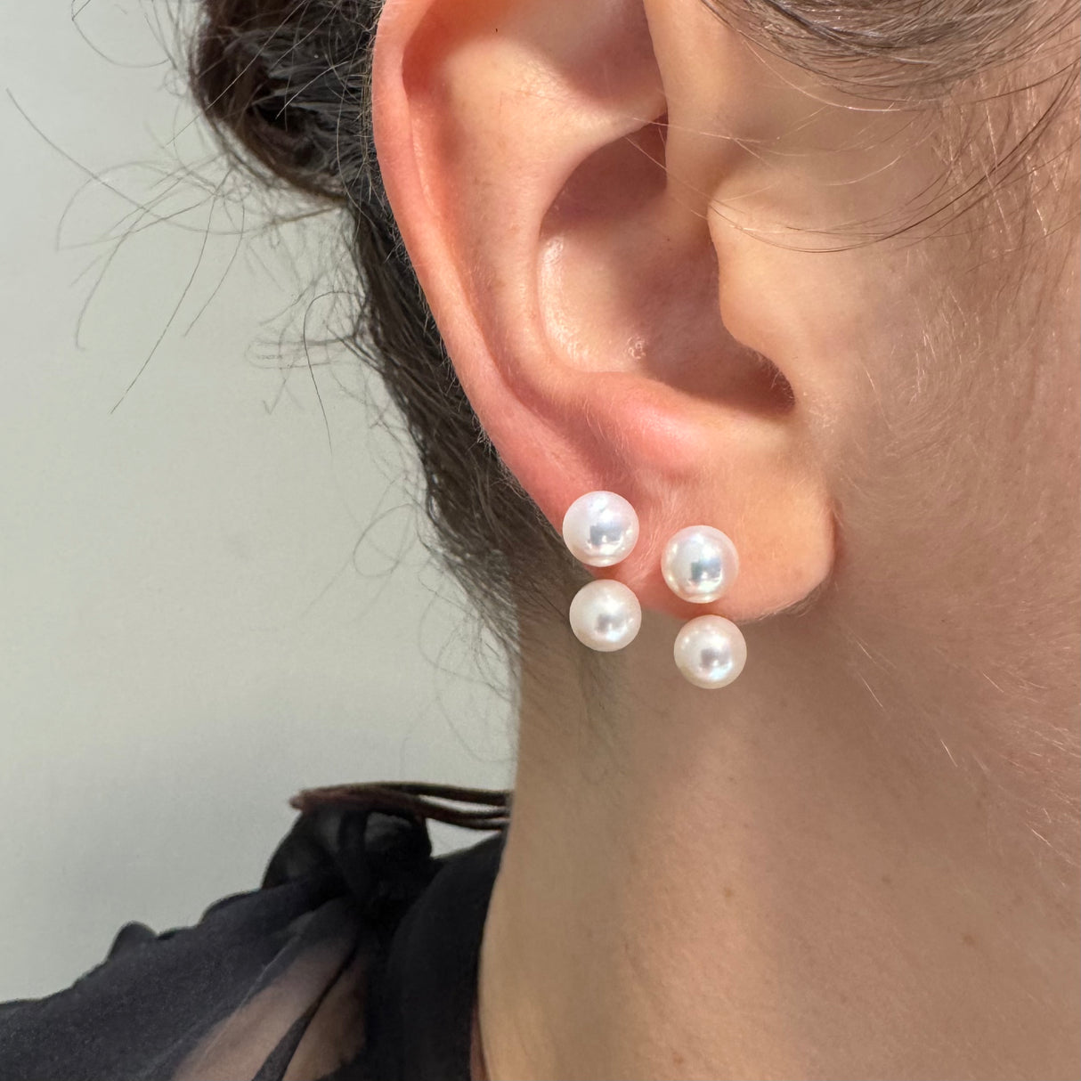 Orecchini doppia perle 6/6,5 mm oro 9kt