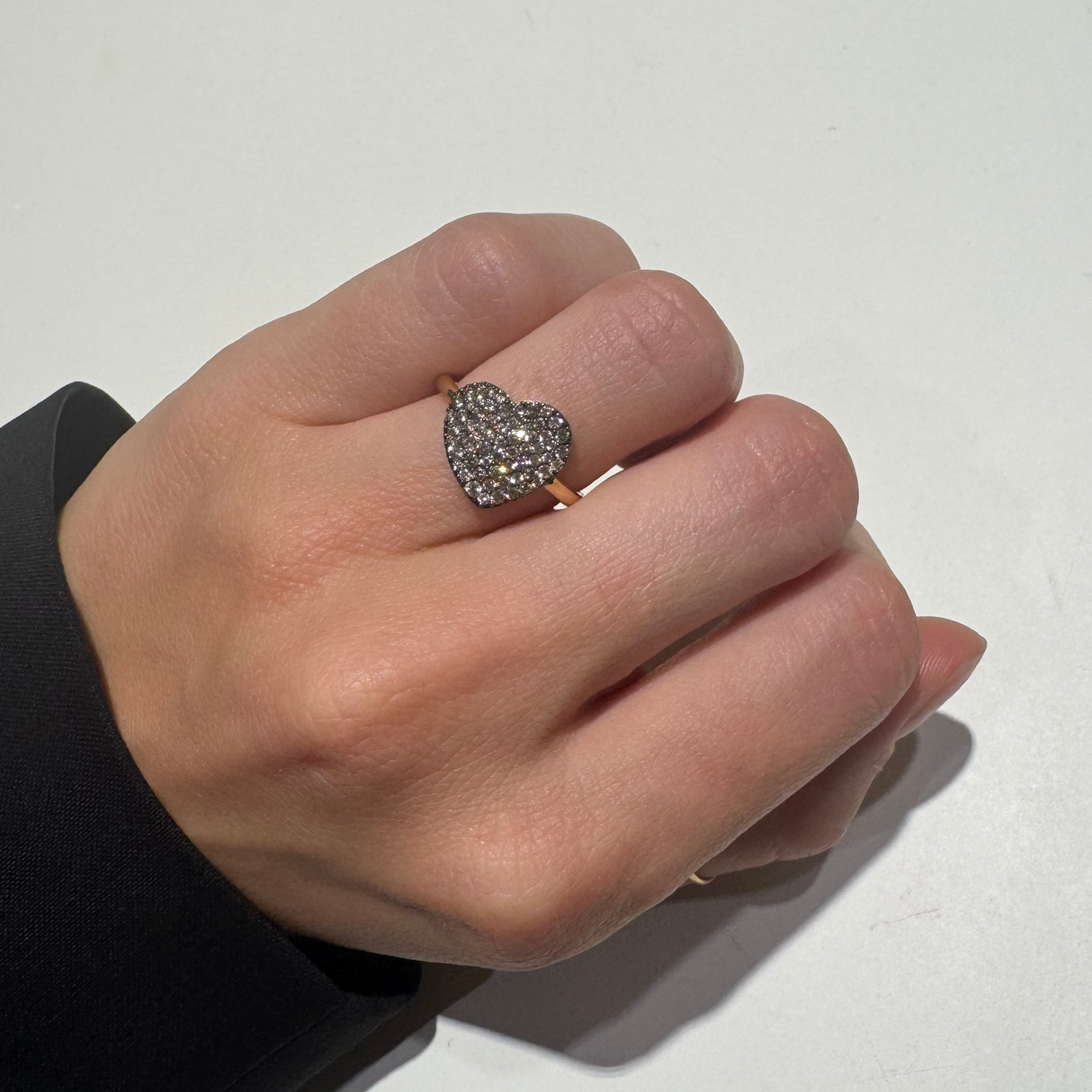 Anello Cuore con Diamanti Brown Oro Rosa