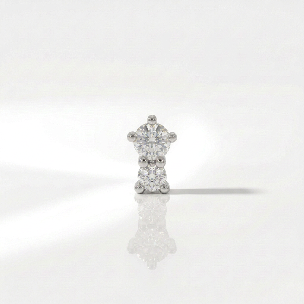 Mono Orecchino Oro Bianco 18kt e 2 Diamanti