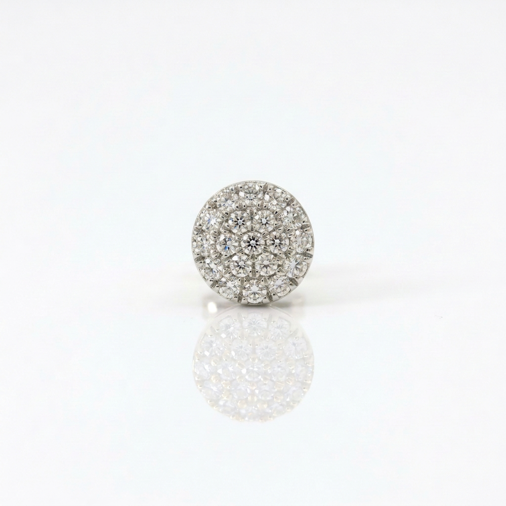 Mono Orecchino Piastra Pavè Oro Bianco 18kt e Diamanti