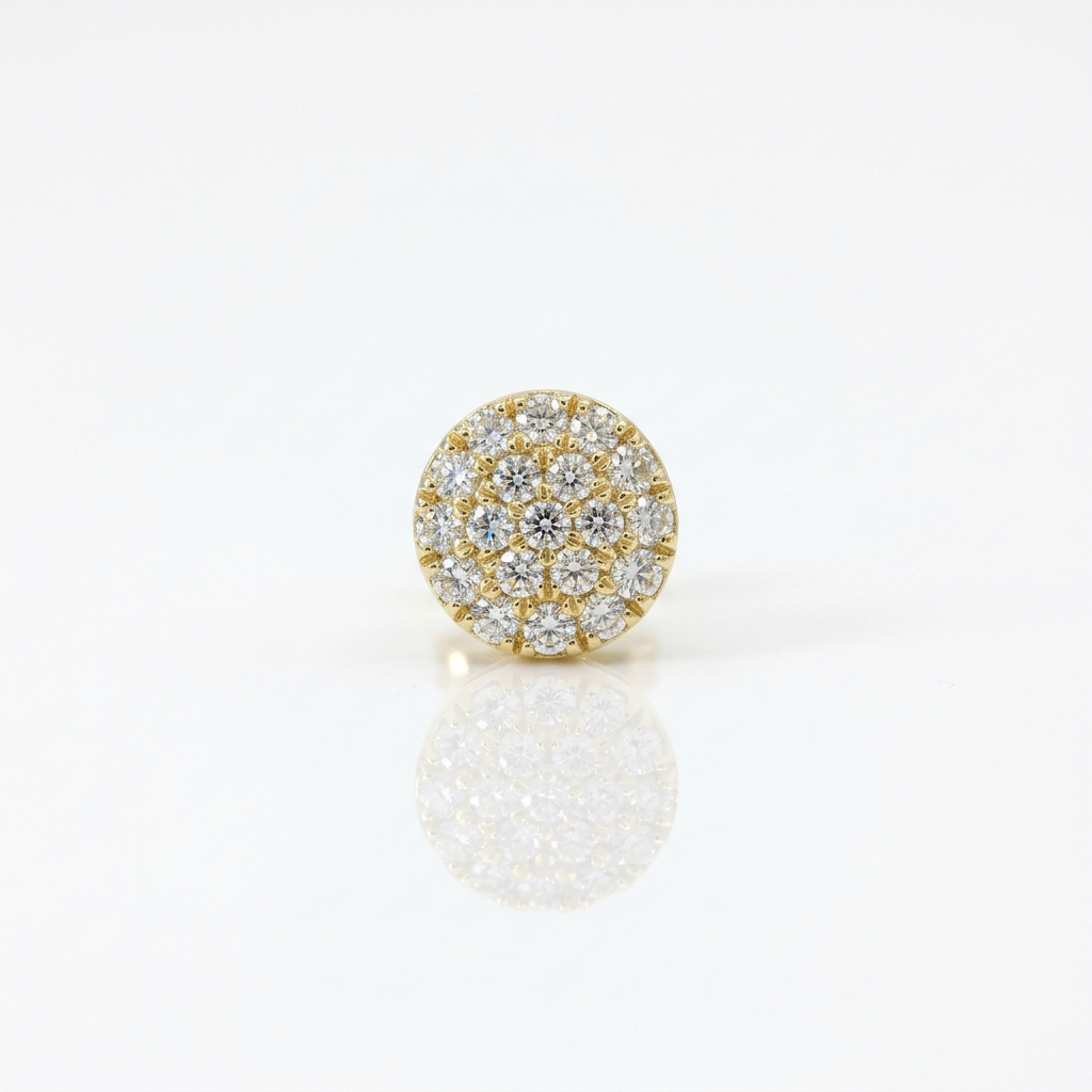Mono Orecchino Piastra Pavè Oro Giallo 18kt e Diamanti