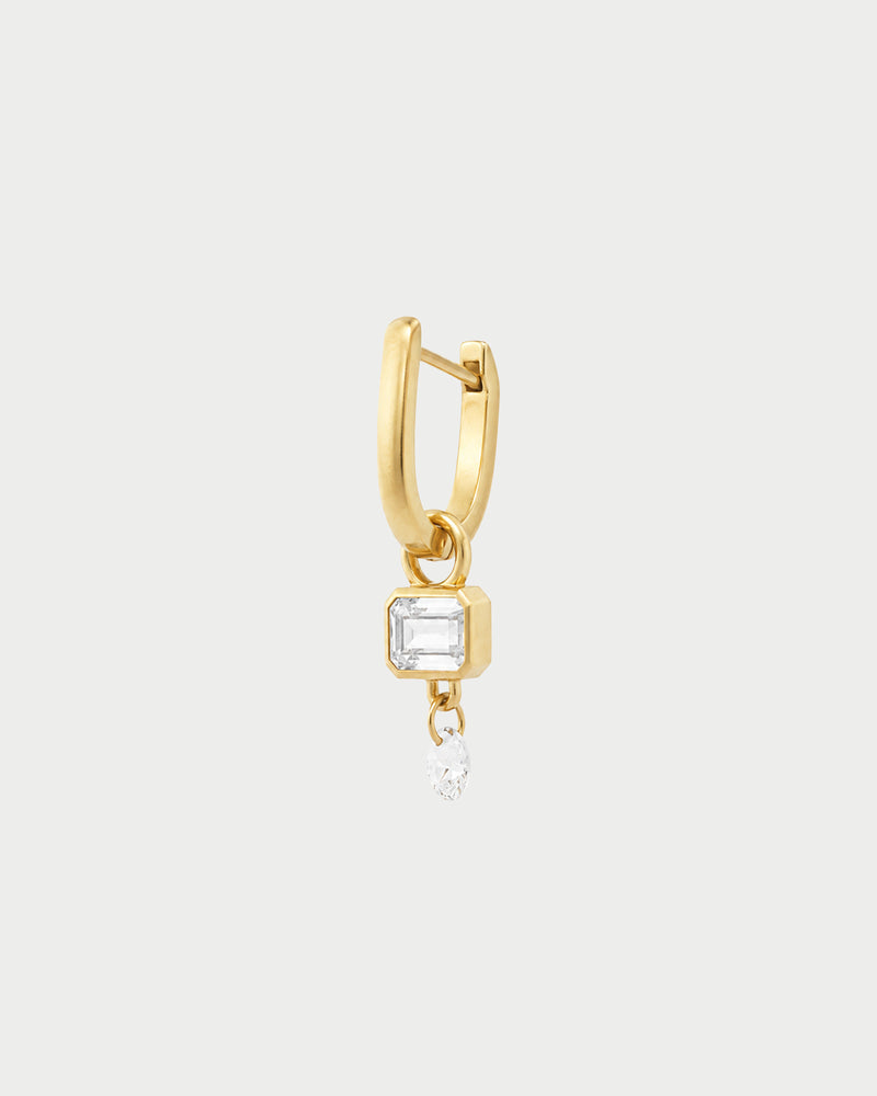 Mono orecchino Hoop Emerald Cut