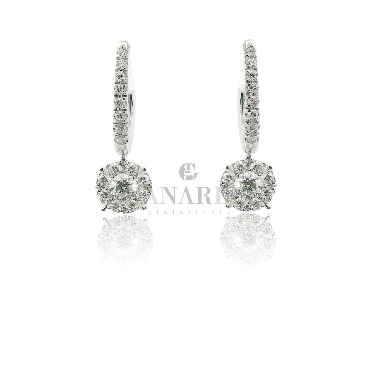 Orecchini Boccola Illusione Oro bianco e Diamanti 0.88kt