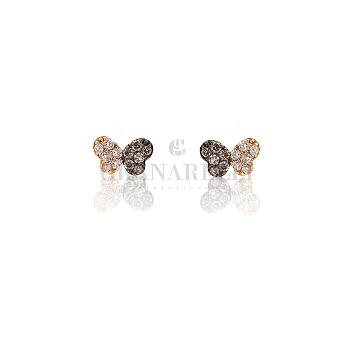 Butterfly and diamond gold gold earring